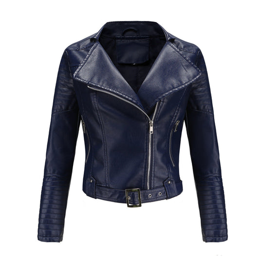 Übergangsjacke Damen schwarz im Biker-Design tailliert