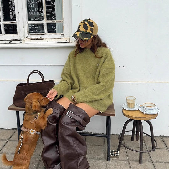 Damen Oversize Mohair-Pulloverkleid mit hochflorigem Strick und lässiger Tunika-Silhouette Shop Nory