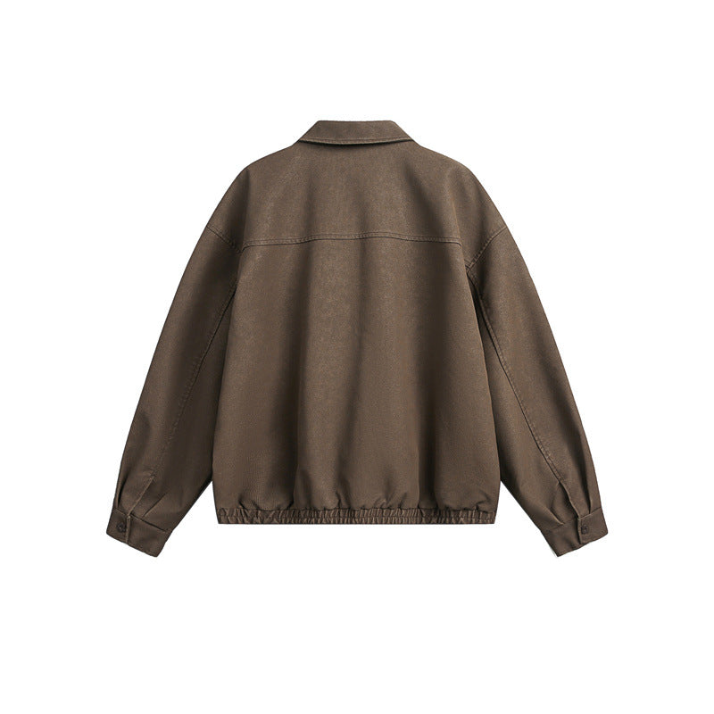 Unisex Boxy-Blousonjacke mit durchgehendem Metallreißverschluss und Hemdkragen Shop Nory