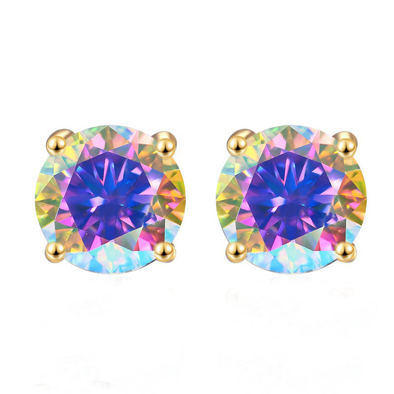 Damen Ohrringe mit funkelnden blauen Kristallen und elegantem goldenen Rahmen Shop Nory