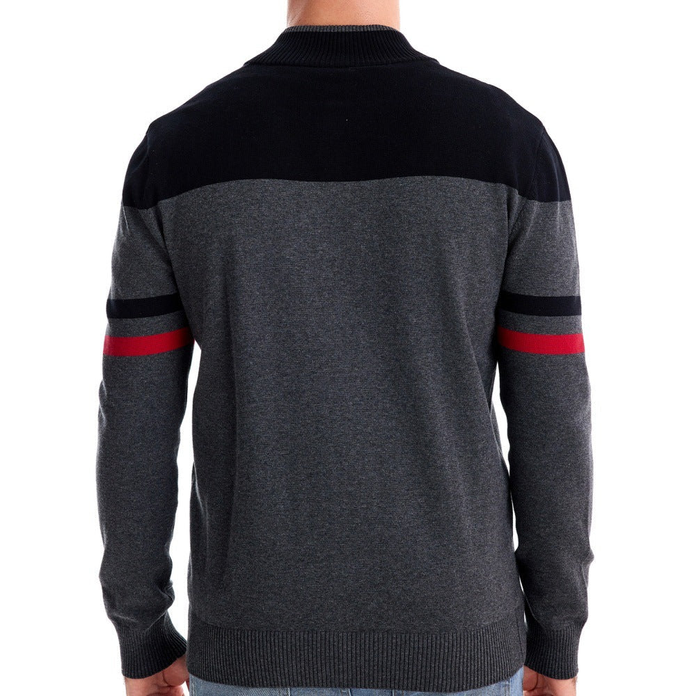 Herren sportliche Strickjacke mit hohem Kragen und Reißverschluss