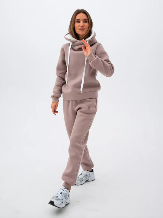 Damen Loungewear-Set mit Schalkragen-Hoodie und taillierter Jogginghose Shop Nory