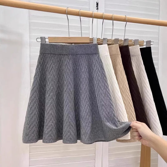 Damen Plissierter Strickrock mit Zopfmuster Shop Nory