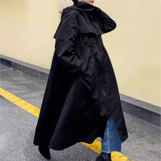 Damen Oversize-Longregenmantel mit Kapuze, wasserabweisendem GewShop Norye und weitem A-Linien-Schnitt Shop Nory