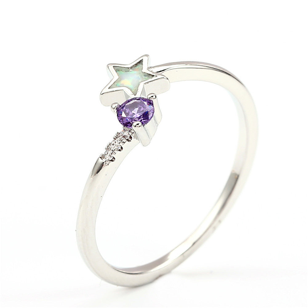 Damen Ring mit funkelndem Stern- und Amethystdesign Shop Nory
