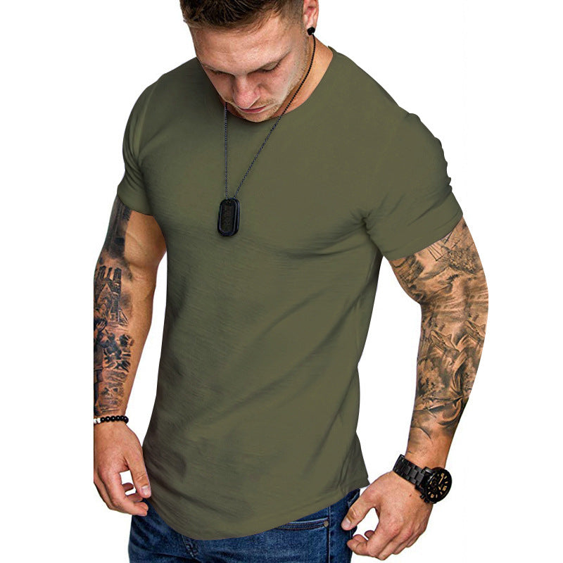 Herren figurbetontes Kurzarm-T-Shirt aus hochwertiger Baumwolle mit Rundhalsausschnitt und bequemen Schnitt