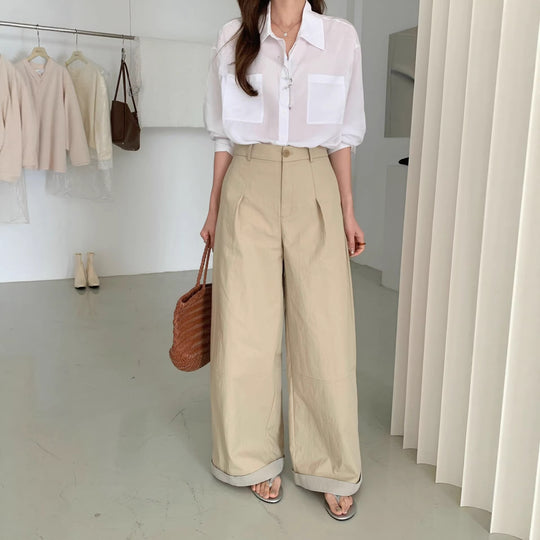 Damen Modische Chinohose mit weitem Schnitt Shop Nory