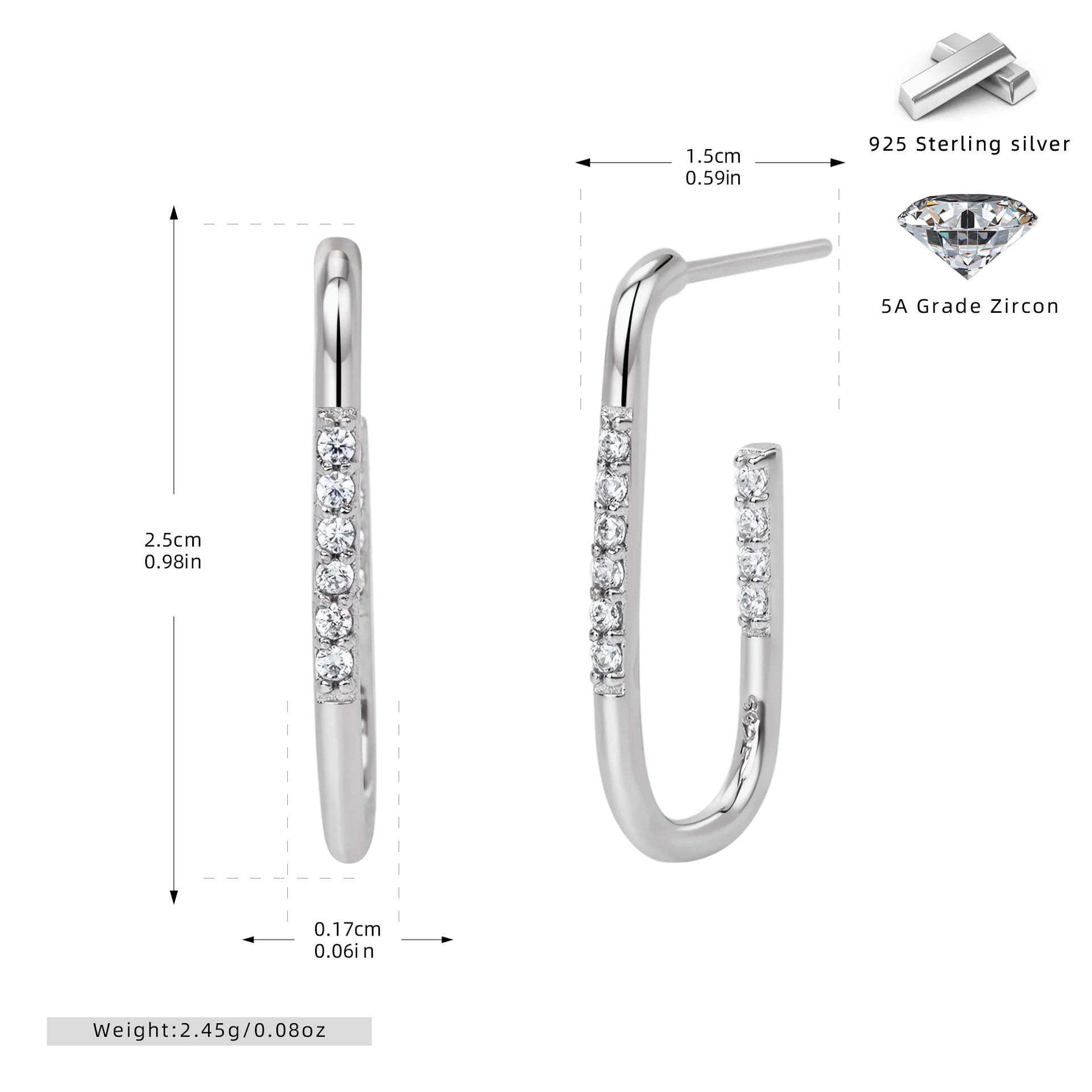 Damen Ohrhänger mit funkelnden Zirkon-Akzenten aus 925 Sterling Silber Shop Nory 1782843558