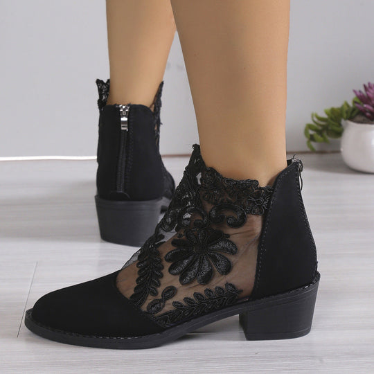 Damen modische Stiefeletten mit aufwendiger Spitzendecke