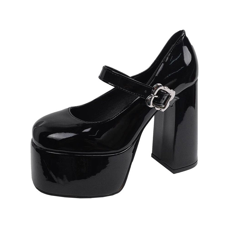 Damen Plateau-Mary-Jane Pumps mit hoher Plattform und sculpted Blockabsatz Shop Nory
