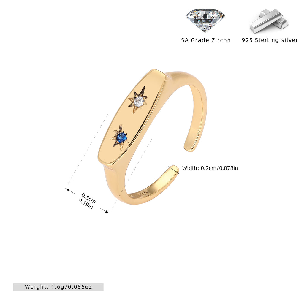 Damen Offener Ring mit funkelnden Zirkon-Akzenten aus 925 Sterling Silber Shop Nory