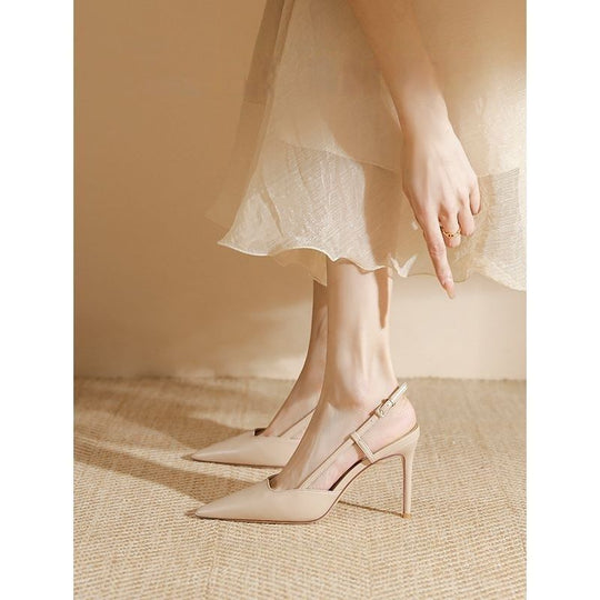 Damen Minimalistische spitz zulaufende Slingback-Pumps mit feinem Knöchelriemen und gepolstertem Komfortfußbett Shop Nory