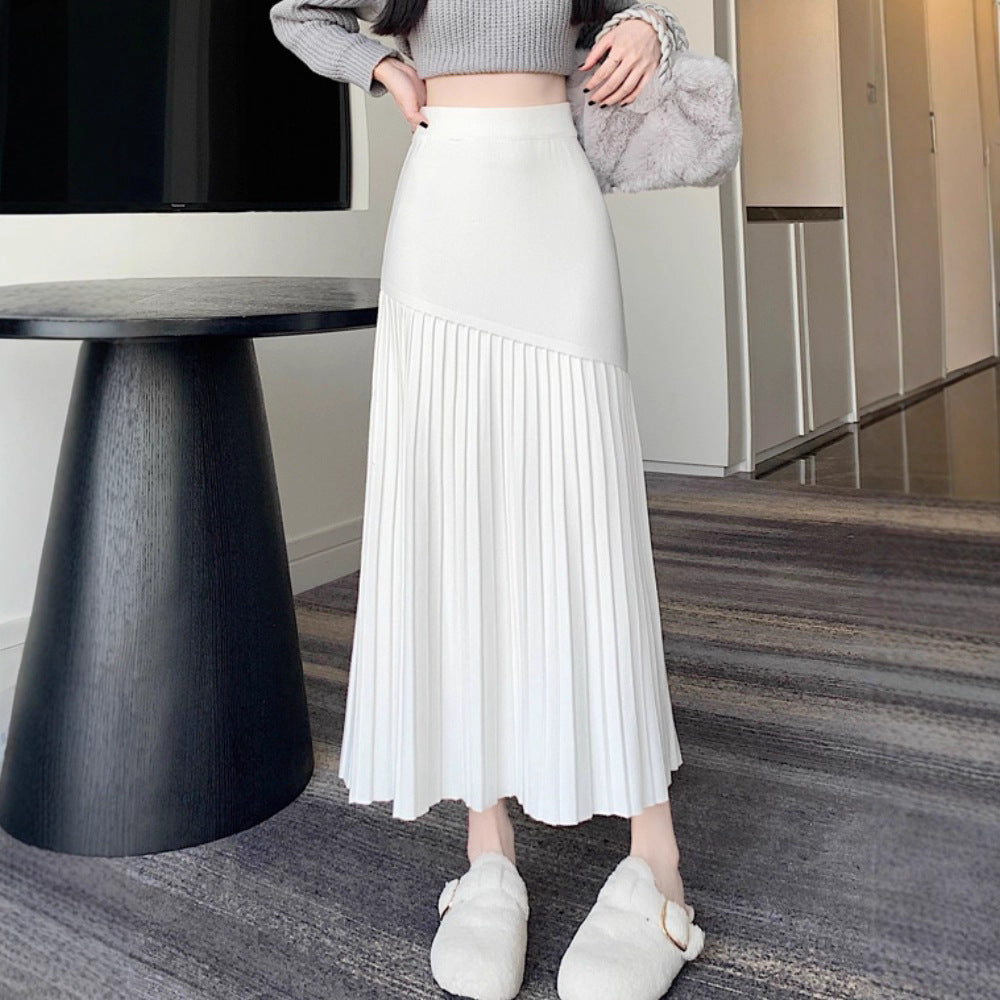 Damen Plissierter Maxirock mit asymmetrischem Design Shop Nory