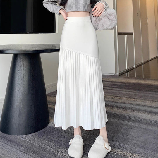 Damen Plissierter Maxirock mit asymmetrischem Design Shop Nory