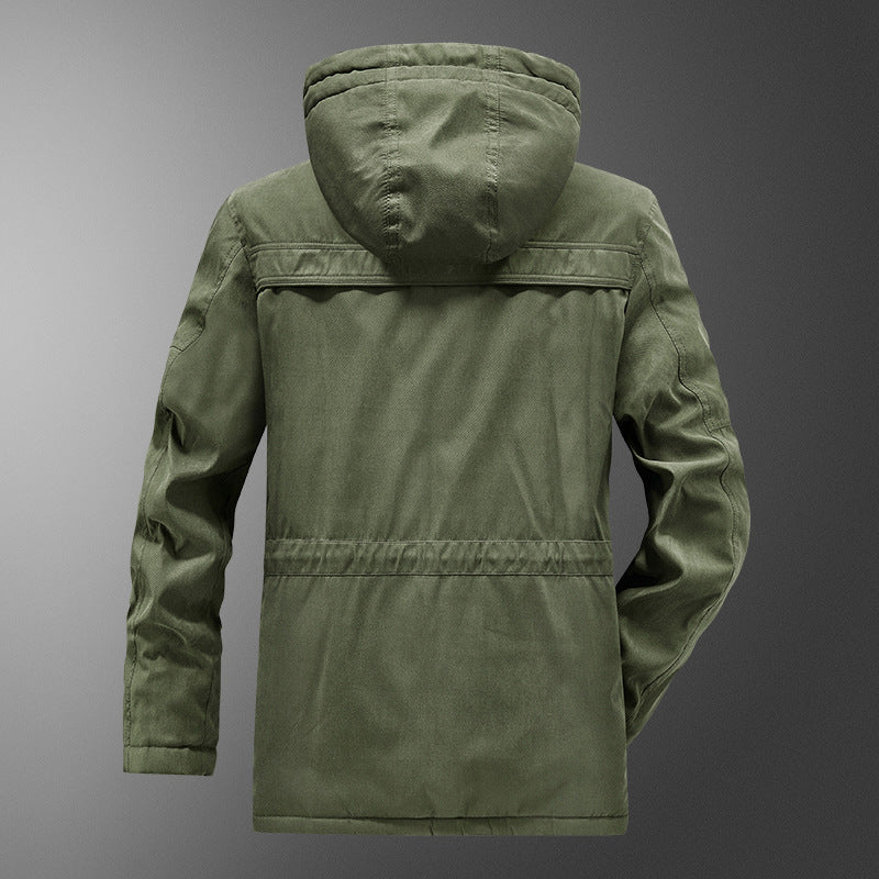 Herren gefütterter Kapuzenparka mit Thermo-Teddyfutter, winddichter Baumwollmix-Außenschale und Mehrfachtaschen Shop Nory