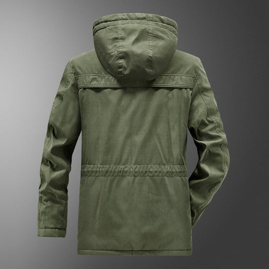 Herren gefütterter Kapuzenparka mit Thermo-Teddyfutter, winddichter Baumwollmix-Außenschale und Mehrfachtaschen Shop Nory