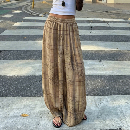 Damen nan weit geschnittene Palazzo-Hose mit elastischem Bund und gerafften Beinabschlüssen Shop Nory