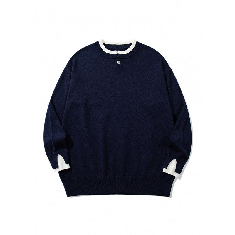 Unisex Oversize Feinstrickpullover mit Henley-Knopfleiste und Schlitzbündchen Shop Nory