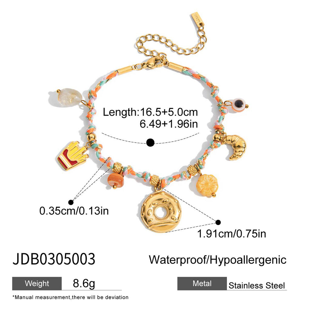 Damen Armband mit bunten Charms und hypoallergener Edelstahlverarbeitung Shop Nory
