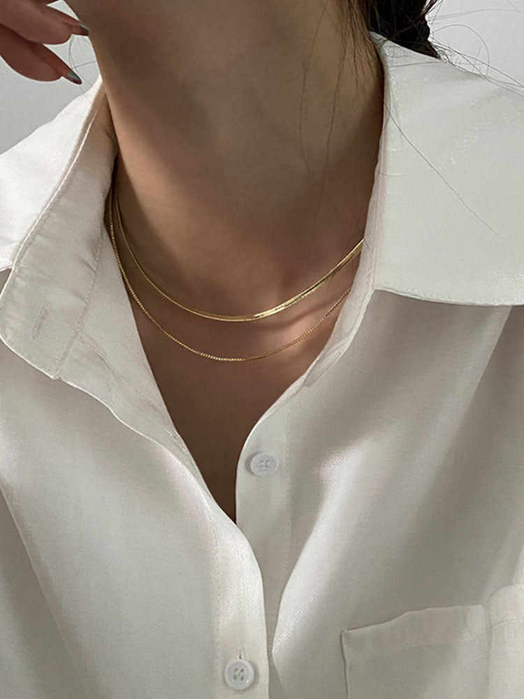 Damen Halskette mit doppeltem Gliederdesign Shop Nory