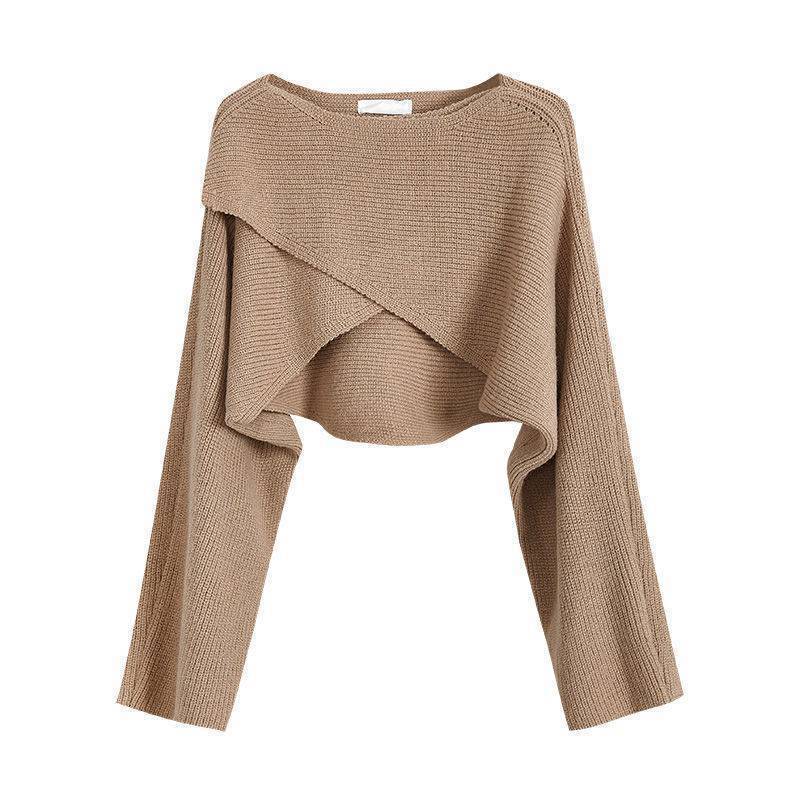 Damen lässiger Cropped-Pullover mit asymmetrischem Schnitt und strukturierter Oberfläche