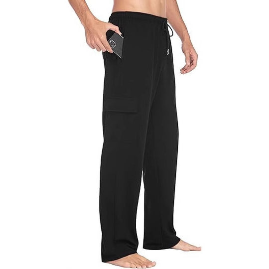 Herren nan komfortable Cargo-Loungehose mit elastischem Bund, Kordelzug, geradem Bein und aufgesetzten Klappentaschen Shop Nory