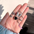 Damen kunstvoll gestaltetes Ring-Set mit Schmetterlings- und Herzmotiven Shop Nory