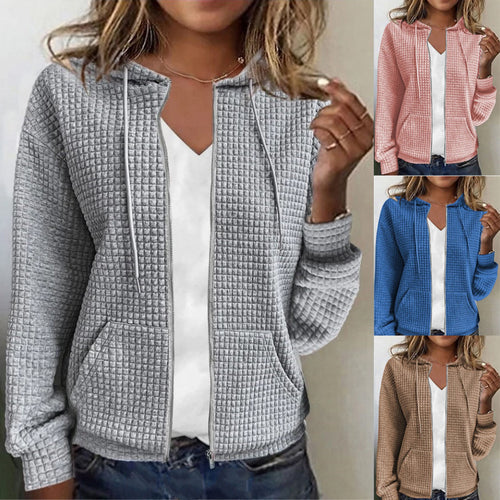Damen Kapuzenjacke mit Waffelstruktur, Reißverschluss und Eingrifftaschen Shop Nory