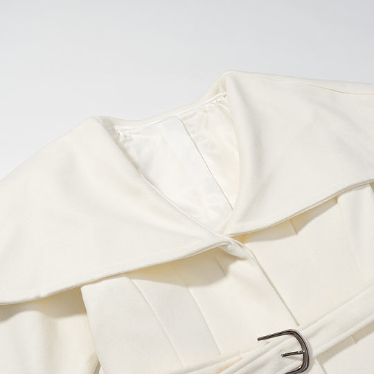 Damen Maximal langer Taillierter Wollmix‑Mantel mit übergroßem Schalkragen und Gürtel Shop Nory