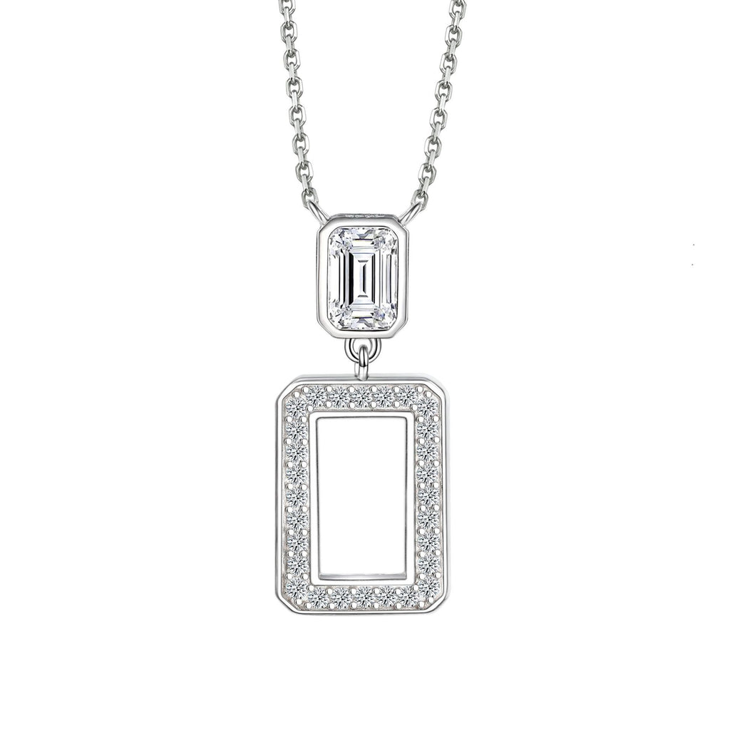 Damen Halskette mit elegantem rechteckigem Anhänger und funkelnden Zirkonia-Elementen Shop Nory