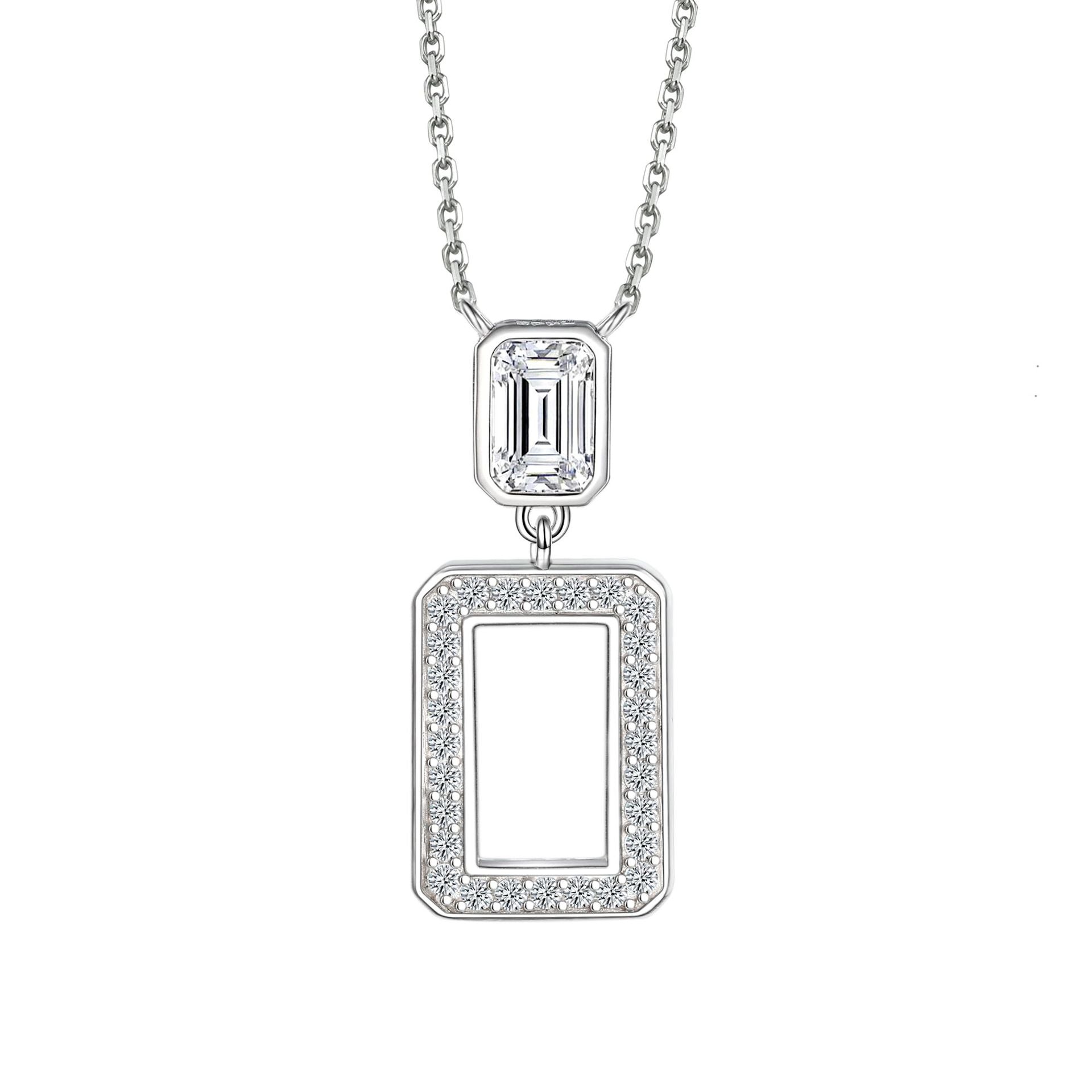 Damen Halskette mit elegantem rechteckigem Anhänger und funkelnden Zirkonia-Elementen Shop Nory