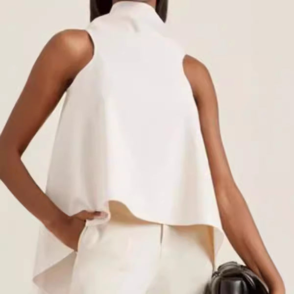 Damen ärmelloses Tunika mit asymmetrischem Schnitt und elegantem Kragen