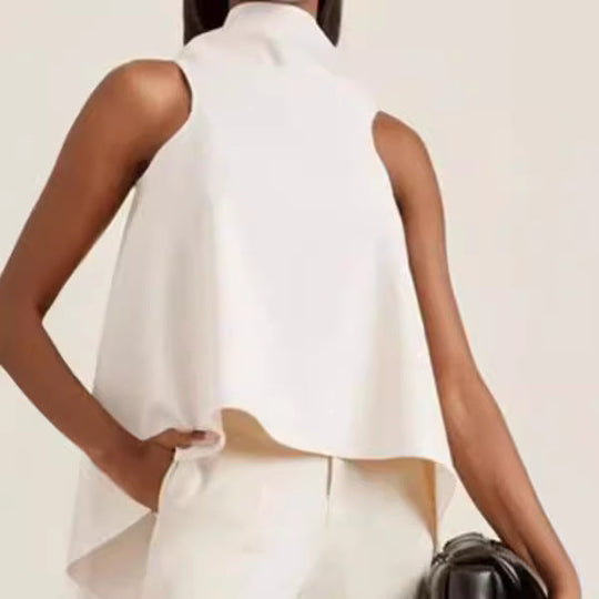 Damen ärmelloses Tunika mit asymmetrischem Schnitt und elegantem Kragen