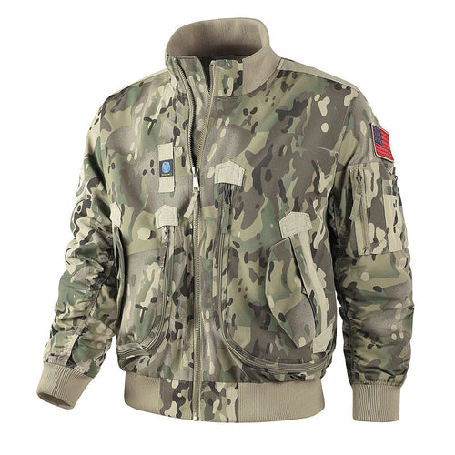Herren bomberjacke mit hohem Kragen und multifunktionalen Taschen