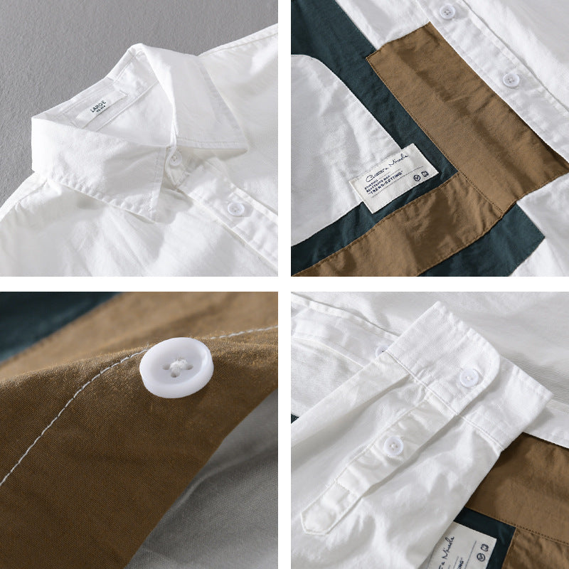 Herren Overshirt-Hemd mit geometrischem Patch-Design und Relaxed-Fit Shop Nory