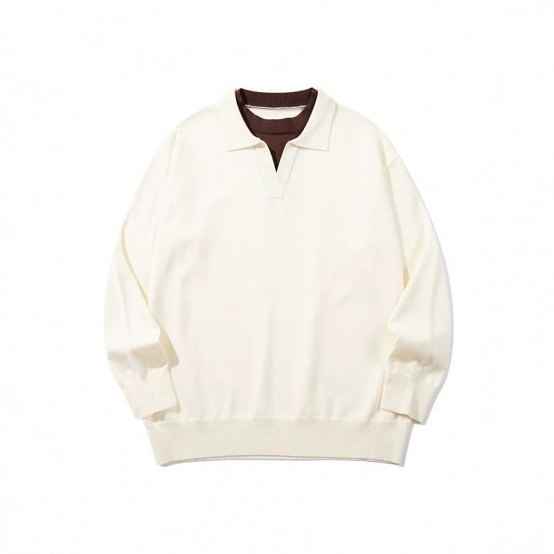 Unisex Oversize-Feinstrickpullover mit offenem Henley-Ausschnitt und kontrastiertem Innenkragen Shop Nory
