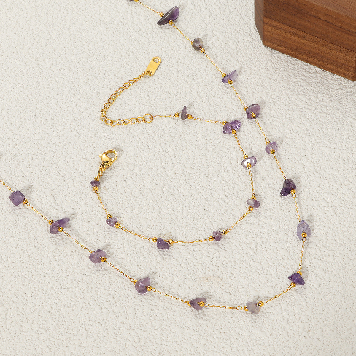 Damen elegante Kette mit Amethyst-Elementen Shop Nory