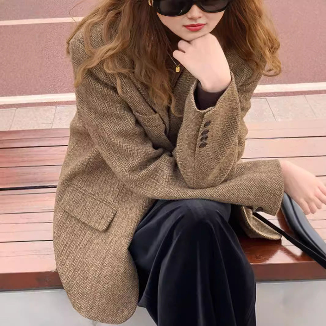 Damen Modischer Tweedblazer Shop Nory
