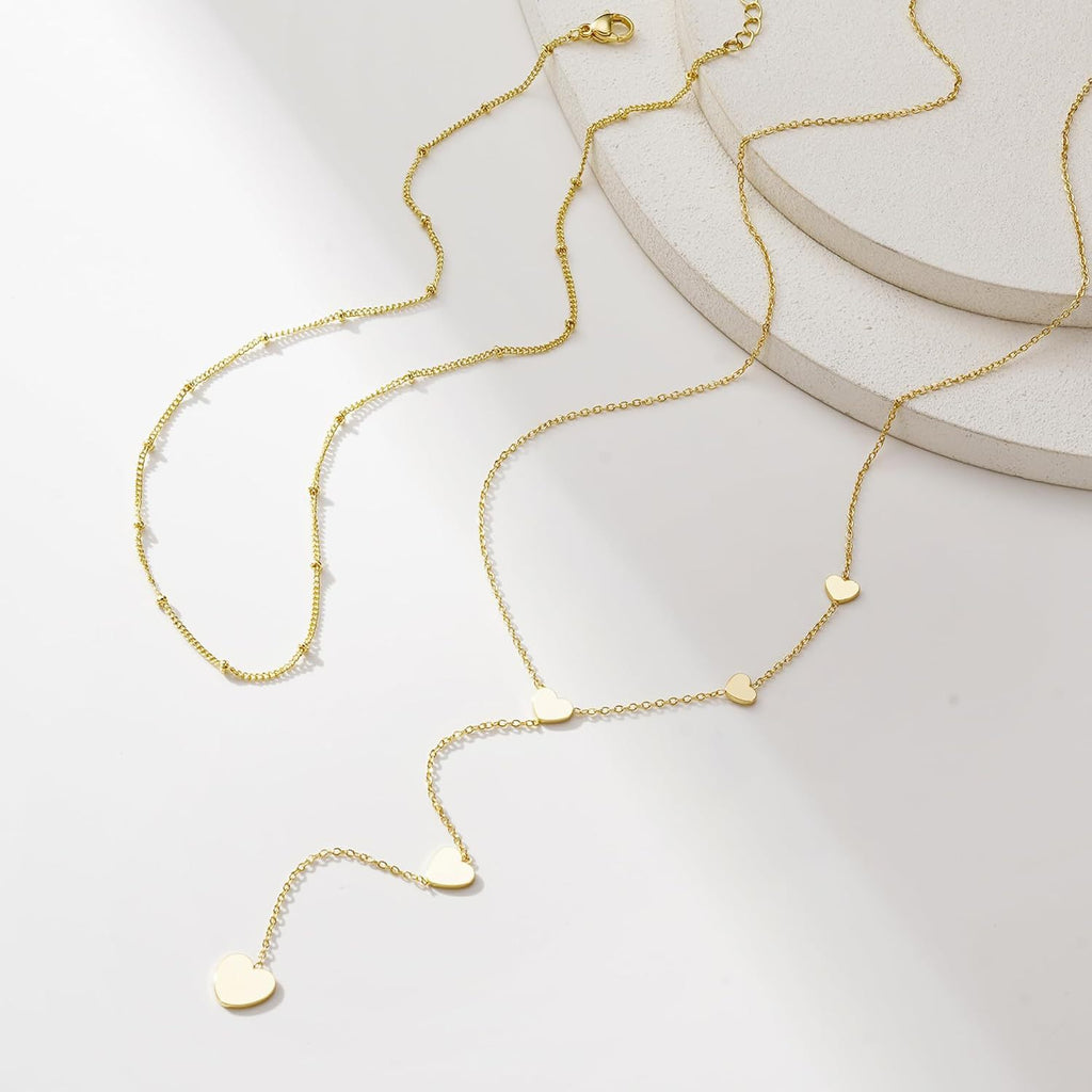 Damen Halskette mit mehrlagigen Herzen und zartem Design Shop Nory