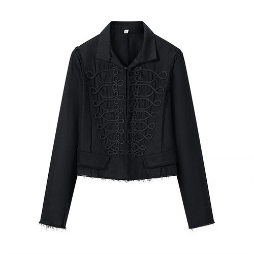 Damen Gekürzte Militärinspirierte Jacke mit Tressenapplikation und fransigem Saum Shop Nory