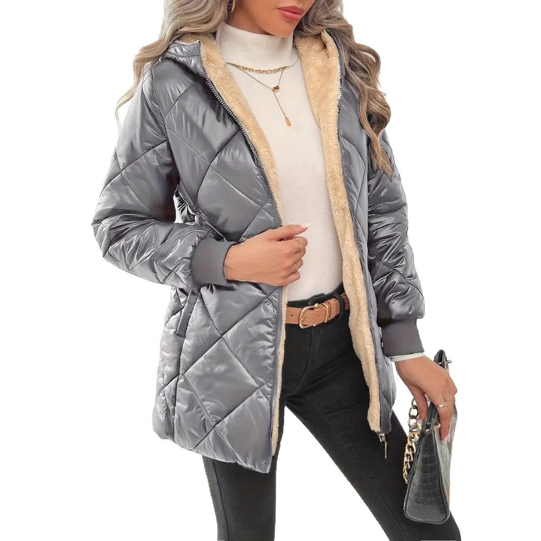 Damen Steppjacke mit Teddyfutter und Kapuze Shop Nory