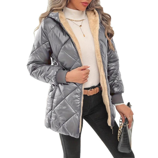 Damen Steppjacke mit Teddyfutter und Kapuze Shop Nory