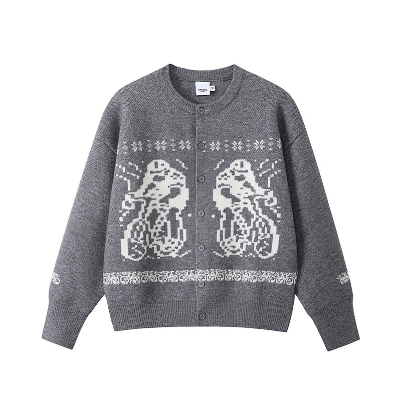Damen Gemütlicher Grobstrickpullover mit grafischem Motiv Shop Nory