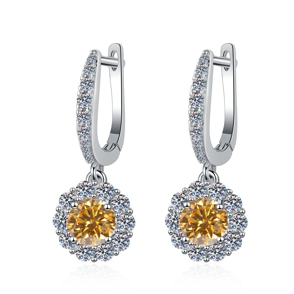Damen Ohrhänger mit glitzernden Kristallen und rotem Design Shop Nory