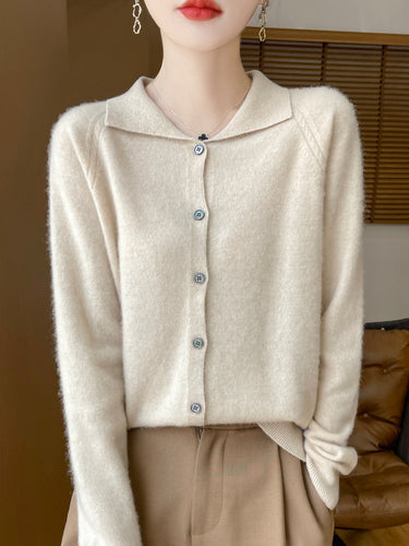 Damen Kuscheliger Reverskragen-Cardigan im Kaschmir-Look mit Mohair-Effekt Shop Nory
