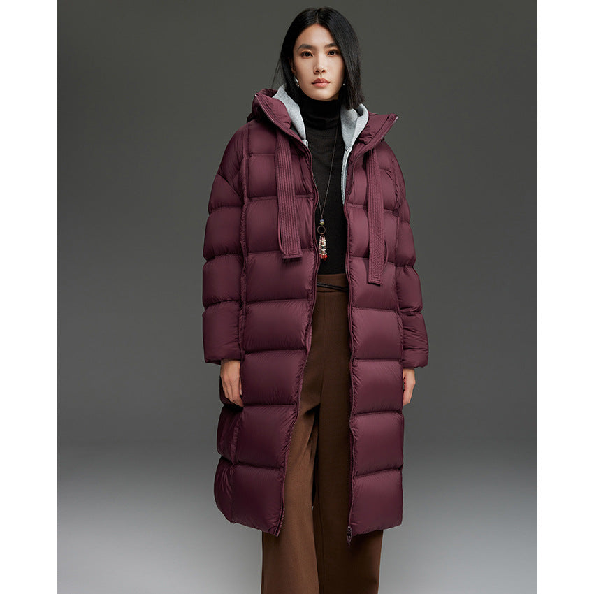 Damen Oversized Stepp-Daunenmantel mit Kapuze und verlängerter Silhouette Shop Nory