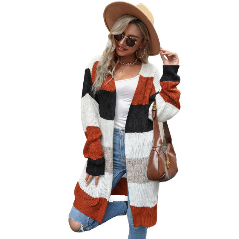 Damen Strickjacke mit blockfarbenen Streifen Shop Nory