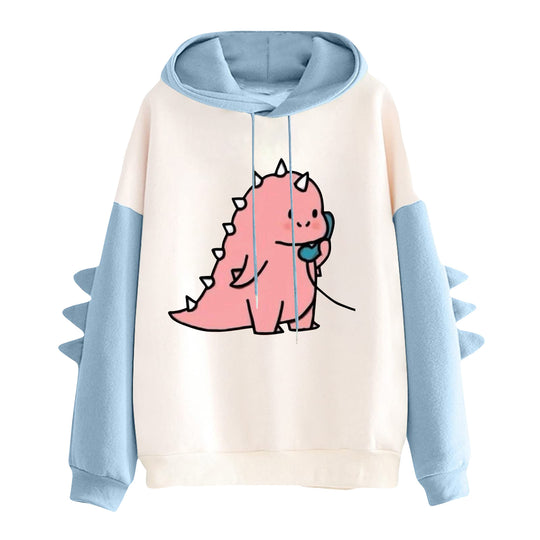 Damen nan Kapuzenpullover mit niedlichem Frosch-Motiv, Kängurutasche und volumigen Ärmelapplikationen Shop Nory