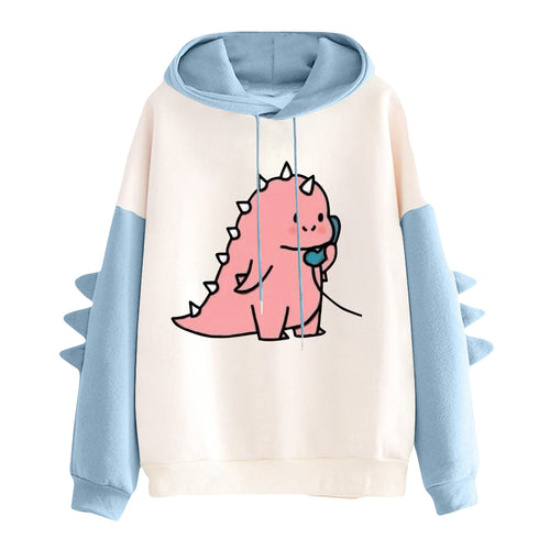 Damen nan Kapuzenpullover mit niedlichem Frosch-Motiv, Kängurutasche und volumigen Ärmelapplikationen Shop Nory