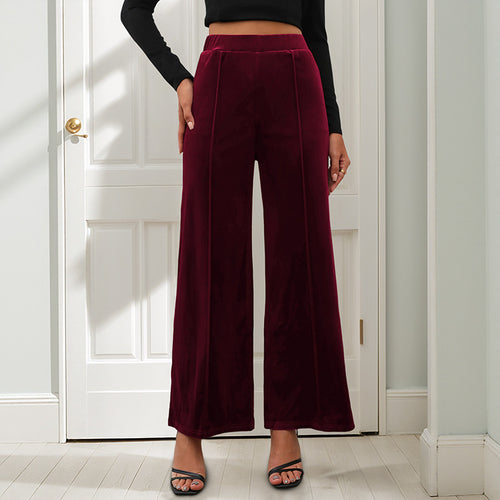 Damen Samt-Palazzohose mit hoher Taille und weitem Bein Shop Nory